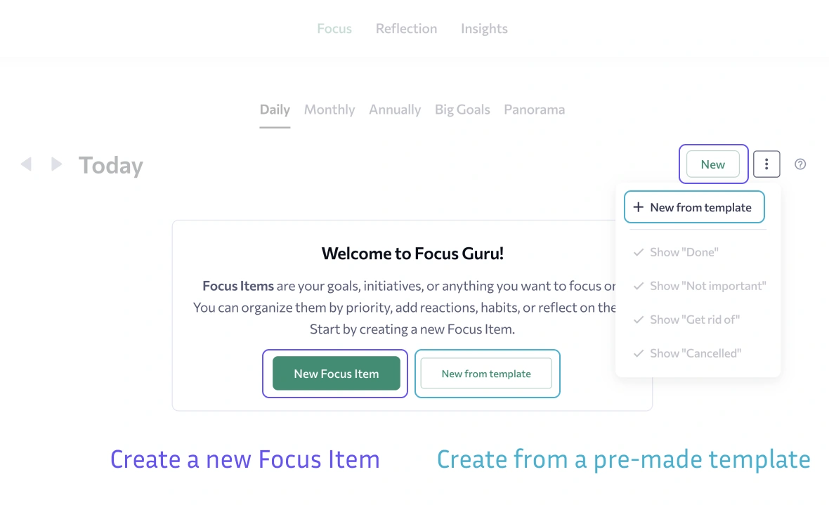 Creating a Focus Item in Focus Guru